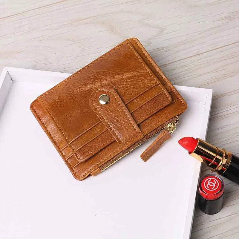 Женский держатель для кредитных карт с металлической молнией кошелек монет