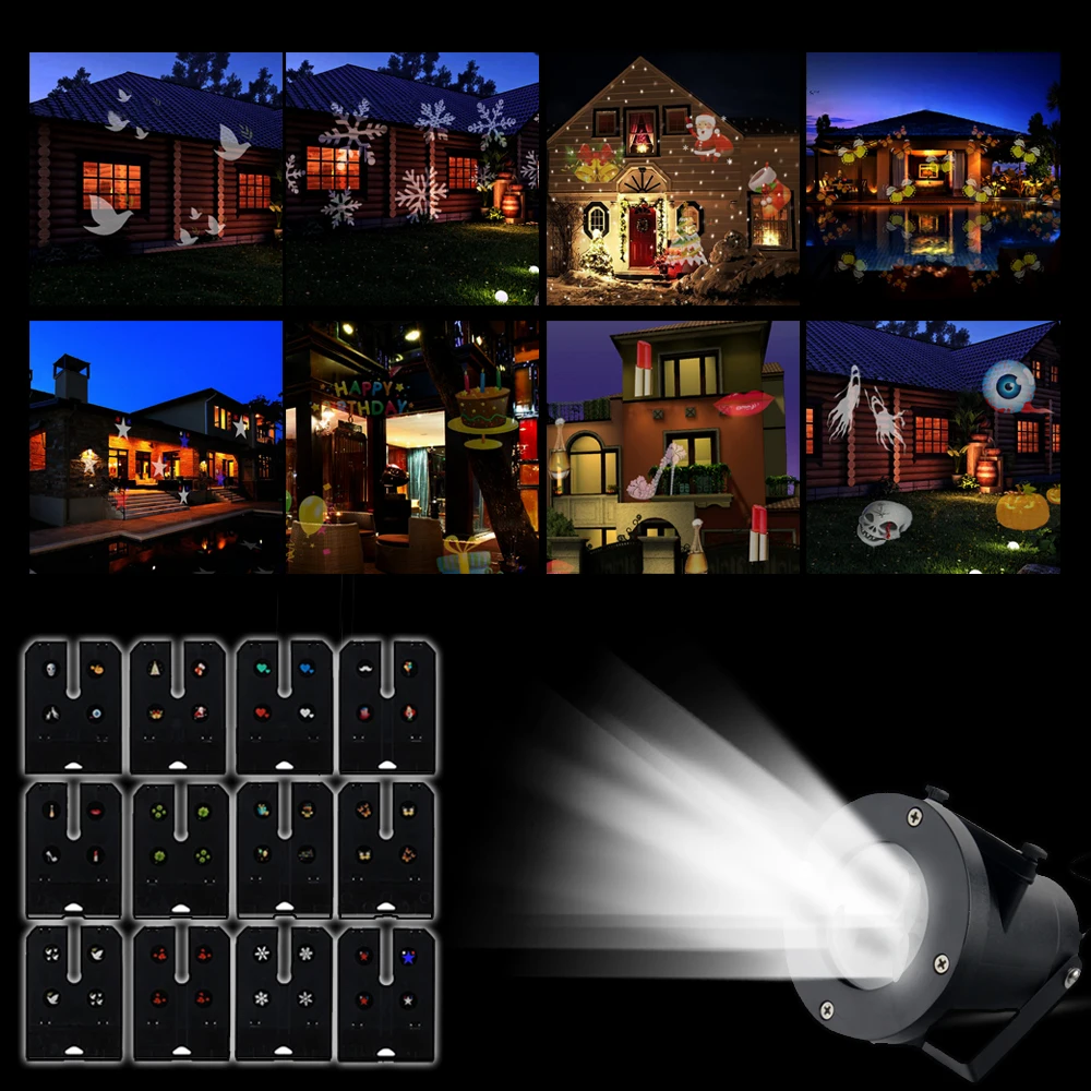 Mumeng Снег Лазерный свет Пейзаж Pattern Украшение Праздника Лампы Проектора IP65 Сад