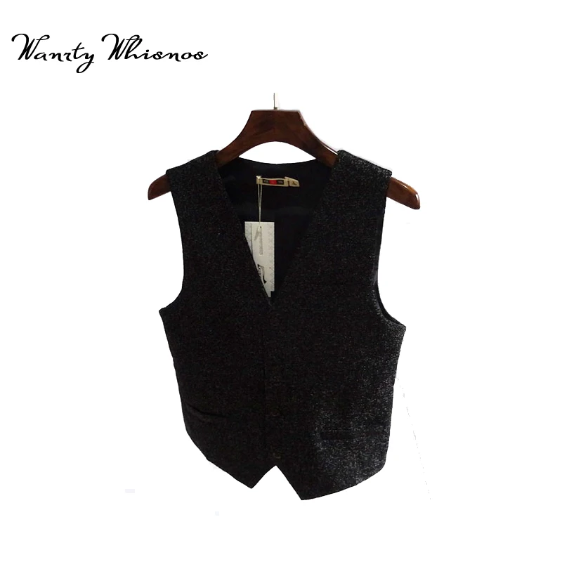 Женский модный однобортный тонкий жакет халко без рукавов хлопковый жилет