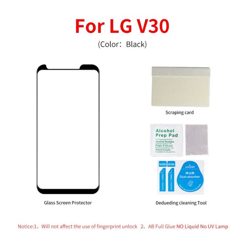 Полностью клеящаяся пленка из закаленного стекла для LG V30, полноэкранное покрытие, 3D УФ-светильник, жидкая Защитная пленка для V30 Plus, 3D стеклянная пленка - Цвет: AB full glue no uv1p