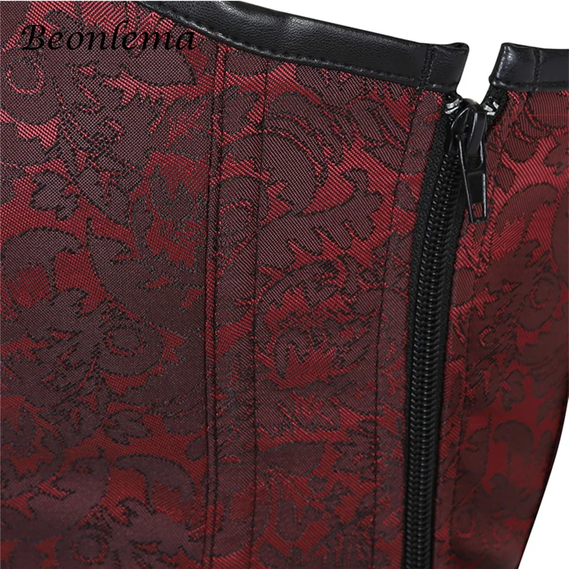 Beonlema, Черный готический корсет, топ, для женщин, сексуальный, искусственная кожа, Бурлеск, корсеты, красный, стимпанк, стальная кость, Корсе, панк, готика, одежда
