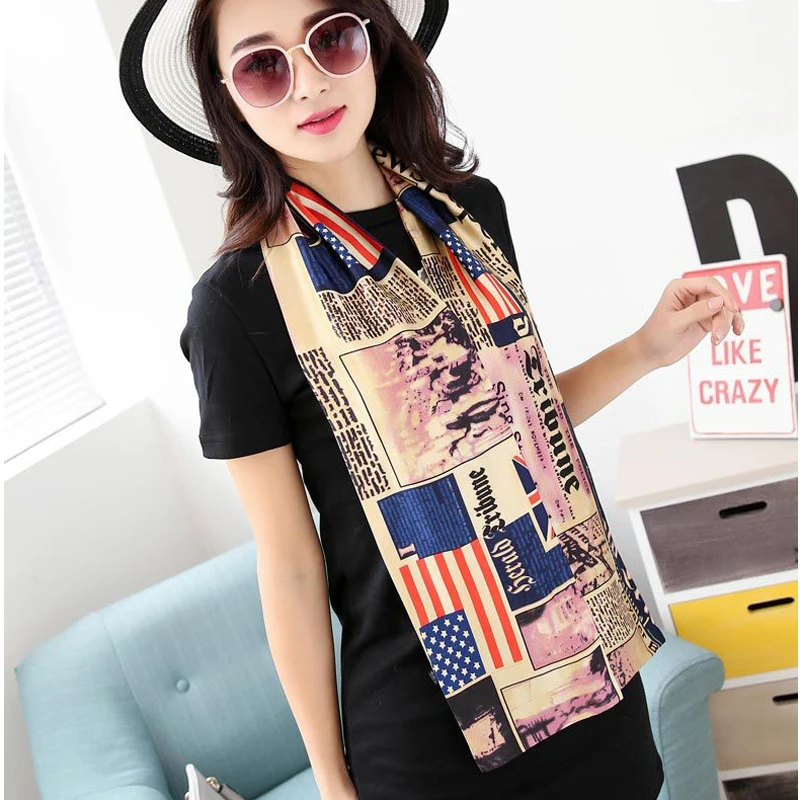 Летняя длинная Узкая сумка в полоску маленькие полотенца галстук газетный шарф