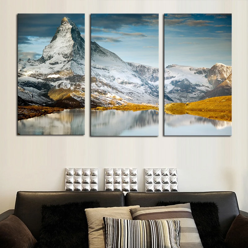 3 Панели горячая Распродажа Снежная гора современный домашний Декор стены