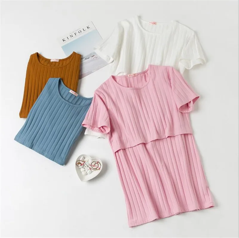 

Maternity Nursing Tops Pregnant women Tee cotton breastfeeding shirt wearing short sleeve breastfeeding bottoming clothes