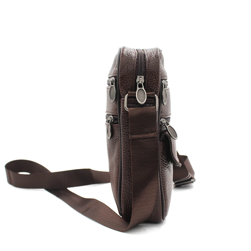 Новый 100% Натуральная Кожа Мужчины Crossbody Сумка Коричневая Винтаж Повседневная Для