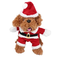 pet dog christmas santa claus costume with hat outfits apparel gifts