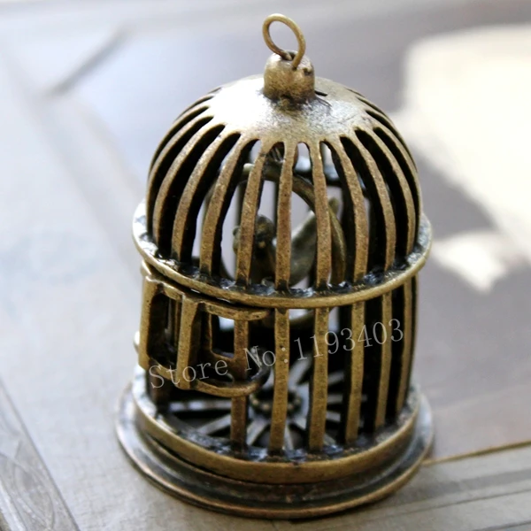 2 шт. винтажная Античная бронзовая полая птичья клетка ручной работы ручная