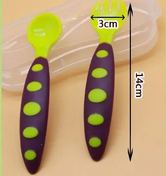 2 шт./лот новинка набор безопасных ложек и вилок детские столовые приборы ложка