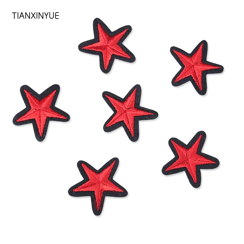 TIANXINYUE 10 шт 3 8*3 6 см Красная звезда патч вышитые железные значки патчи для одежды с