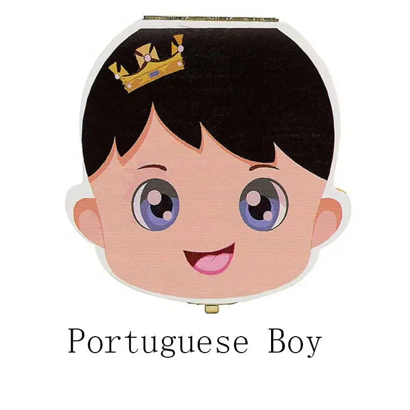 Portugal Boy Детская коробка для зубов, Португалия/голландский/английский органайзер для хранения, органайзер для молочных зубов, деревянная коробка для хранения, альбом для зубов, Сувенирная Коробка - Цвет: Portugal Boy