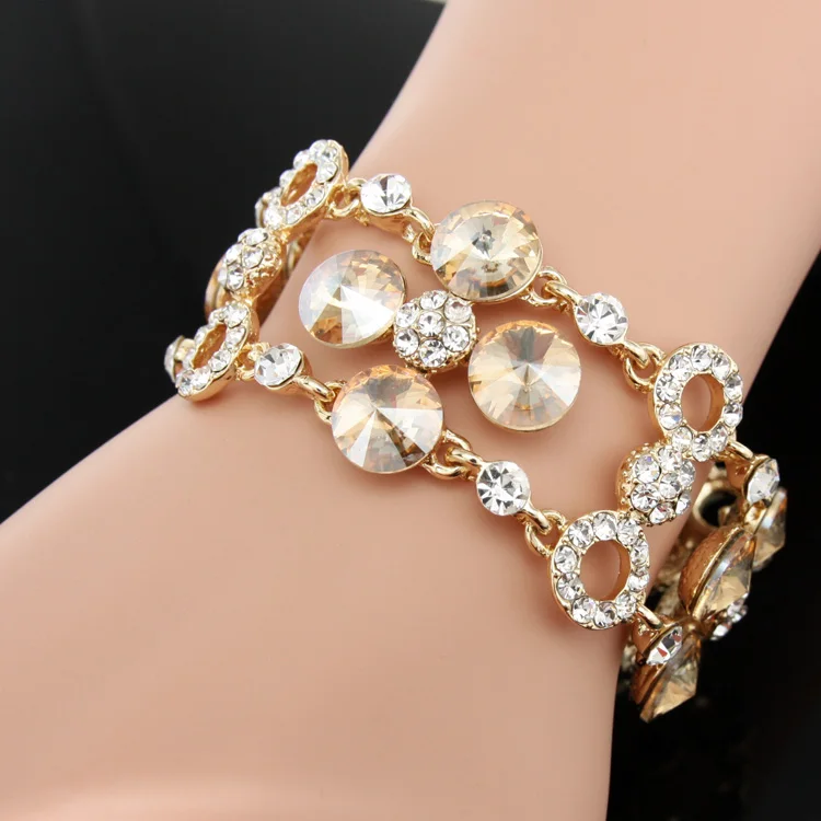 Женский широкий браслет OCESRIO крутой черный на цепочке с кристаллами brt k01|bracelets