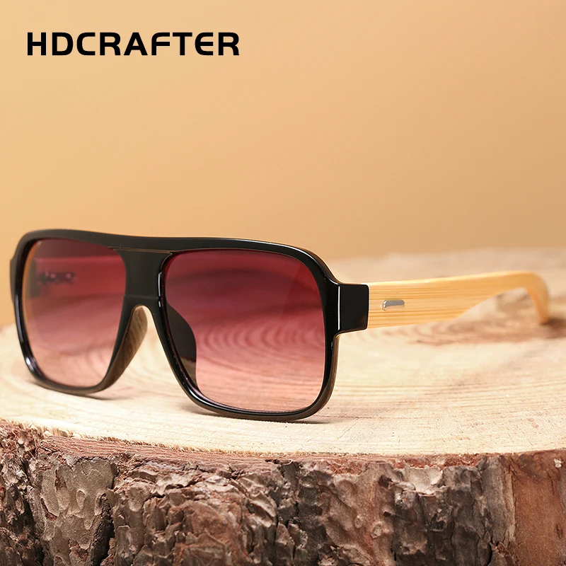HDCRAFTER плоские бамбуковые солнцезащитные очки с футляром бренды женские очкив