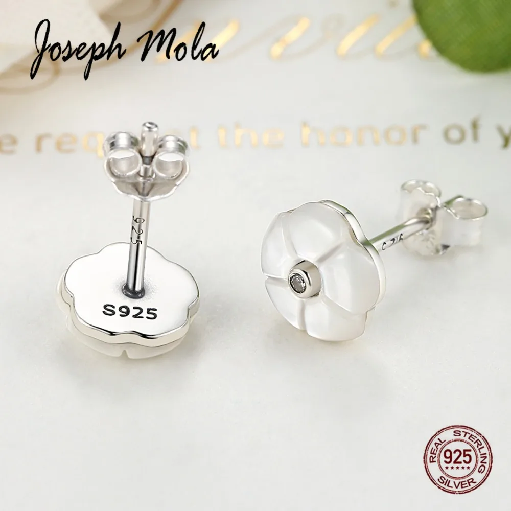 Joseph Mola 925 пробы серебряные серьги-гвоздики ручной работы с натуральным цветком
