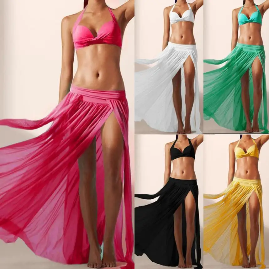 

Dropshipping 2019 Fashion Summer Women Sexy Boho Chiffon High Split Long Maxi Skirt Beach Skirt Hot Sales New Freeshipping 50*