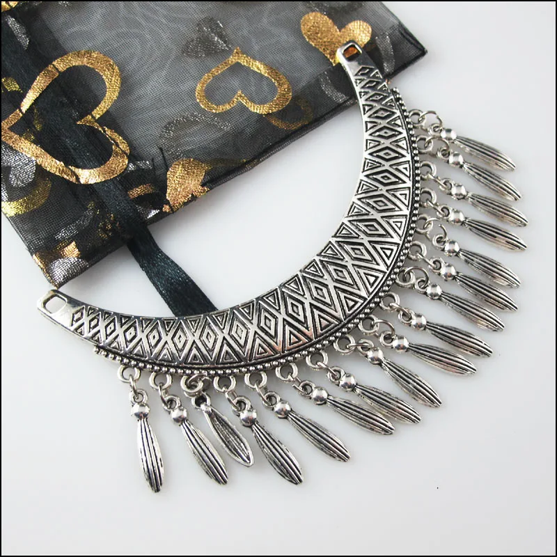 2 шт. Тибетский серебристый цвет Луна Ленточки Подвески Разъемы 70x88mm|silver moon