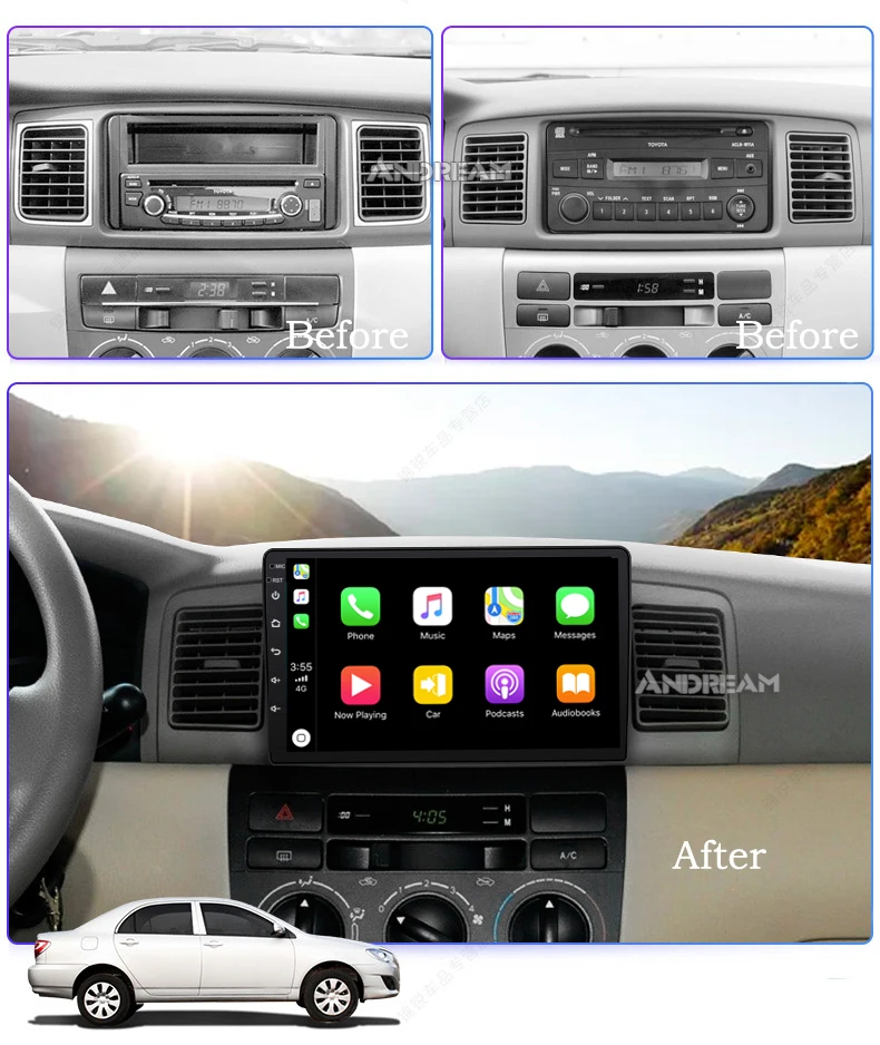 Автомобильный мультимедийный GPS-навигатор 9 дюймов Android 8 1 для Toyota Corolla EX 2004-2013