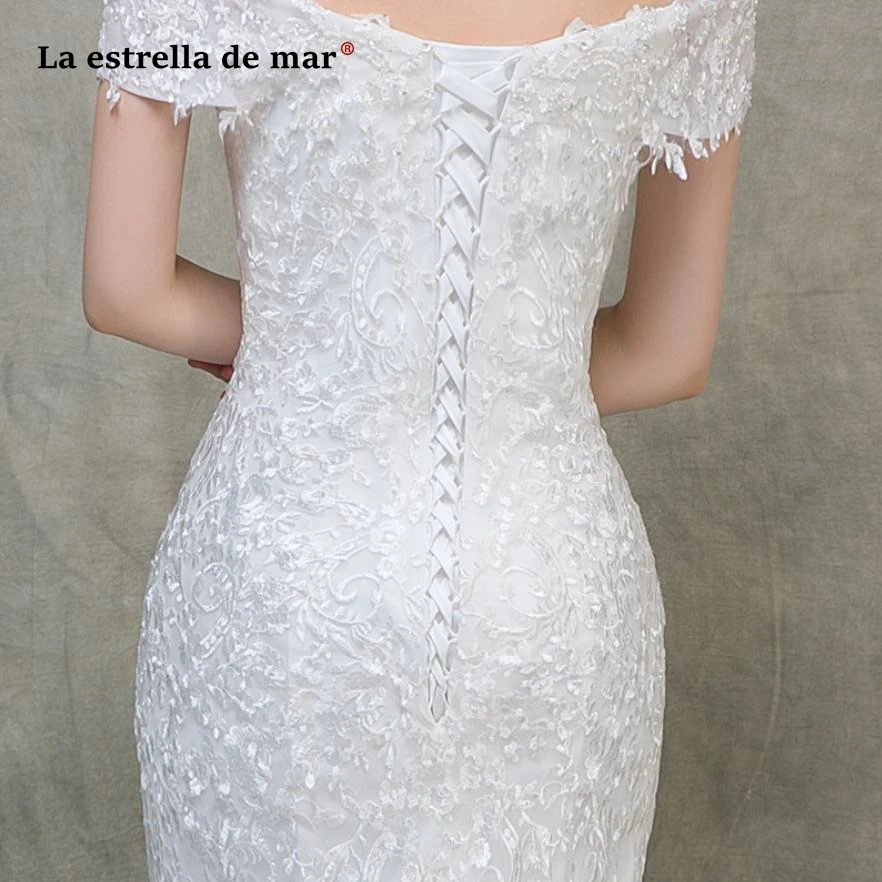 

abito da sposa con maniche new lace sexy V neck OFF shoulder white sexy mermaid wedding dress 2-in-1 vestido de casamento plus
