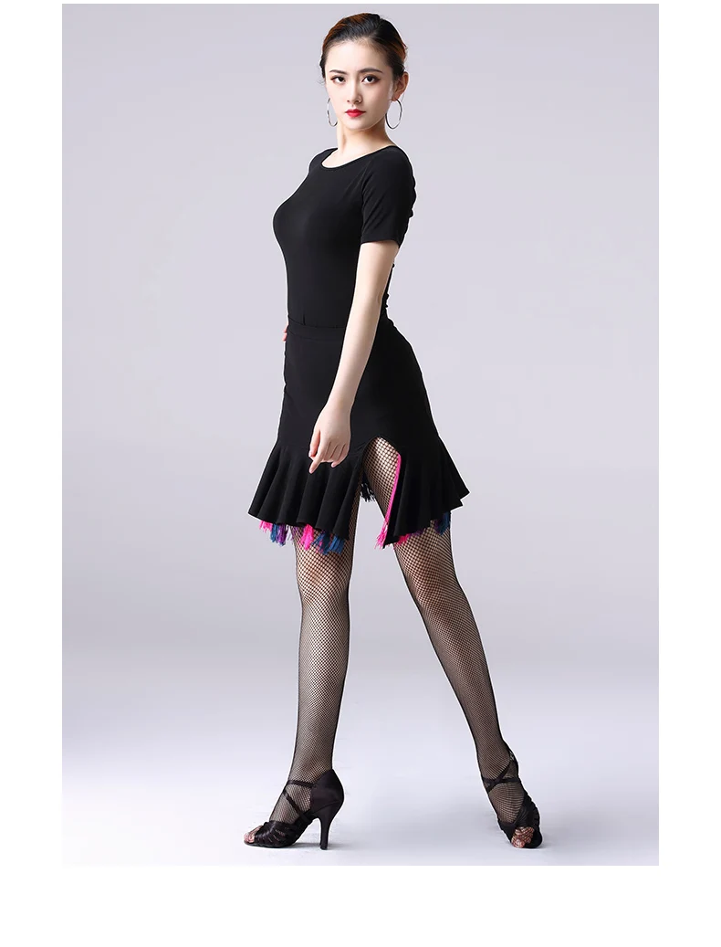 New Colorful Fringe Latin Dance Skirt Female Skirts Ballroom Cha Cha Women Dance Practice Costume Sexy Half Skirt DL3994