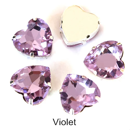 Violet Сердце форма стекло кристалл красочные пришить стразы с коготь ясно пришивать коготь Стразы Блеск Стразы для одежды B2973 - Цвет: Violet