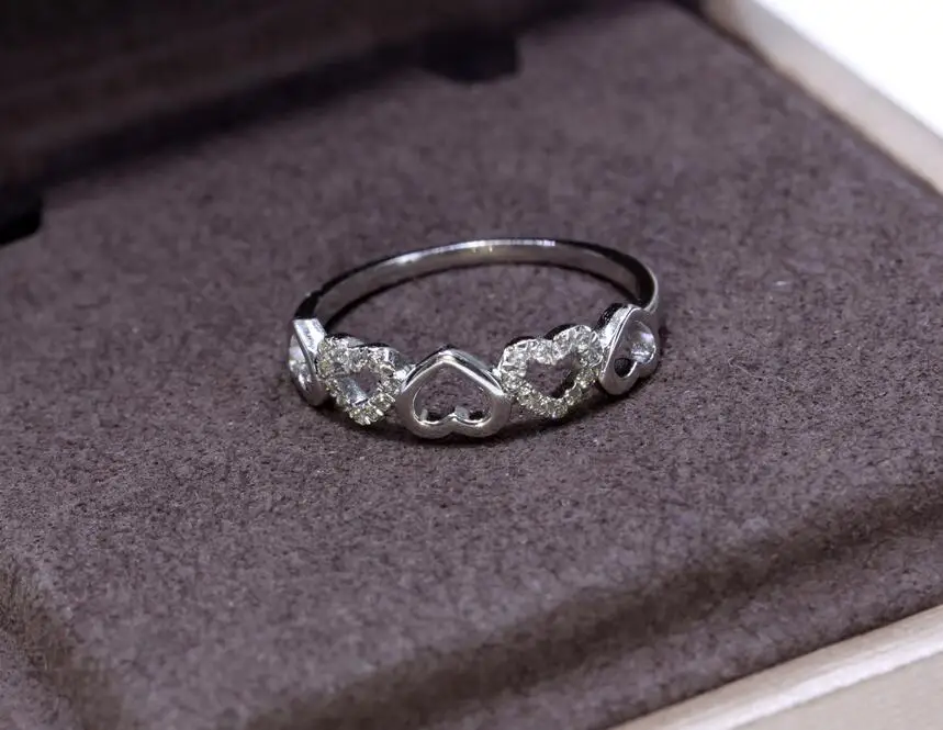 Женское кольцо с сердечком из чистого серебра 925 пробы бриллиантами (JSA)|love ring|rings