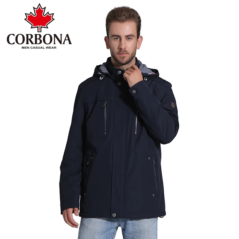 CORBONA Winter Men Jacket Brand Casual Fashion Thin Warm Hooded Coat Mens Jackets And Coats Male Parkas Outwear Clothing | Мужская