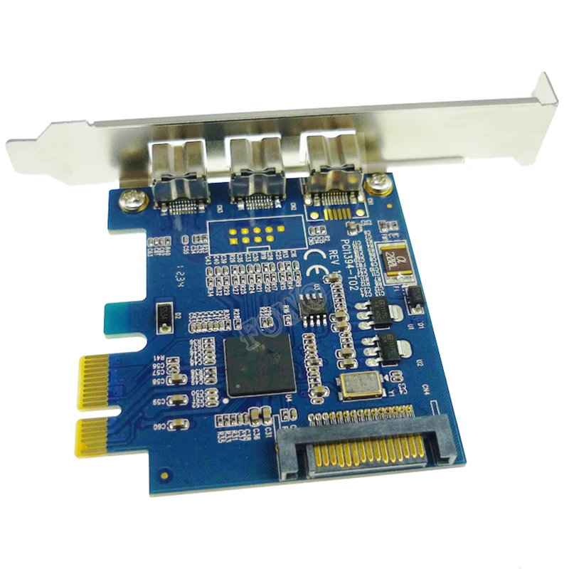 PCIE 3x 1394b Firewire Ports PCI-Express Controller Card 1394 card TI Chipset sata power supply with low bracket profile | Компьютеры и