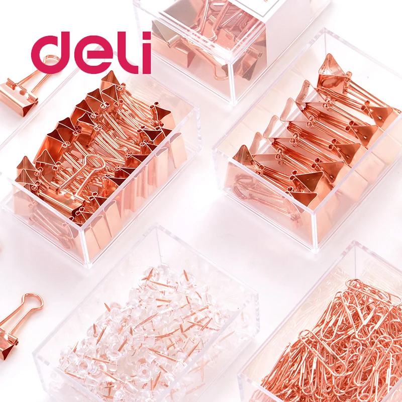 Держатель для билета Deli 1 коробка розовое золото бумажный зажим симпатичная