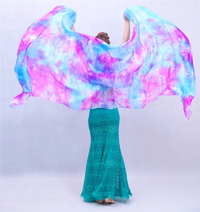 Женский шелковый шарф для танца живота большой цветочный галстук окрашенный и