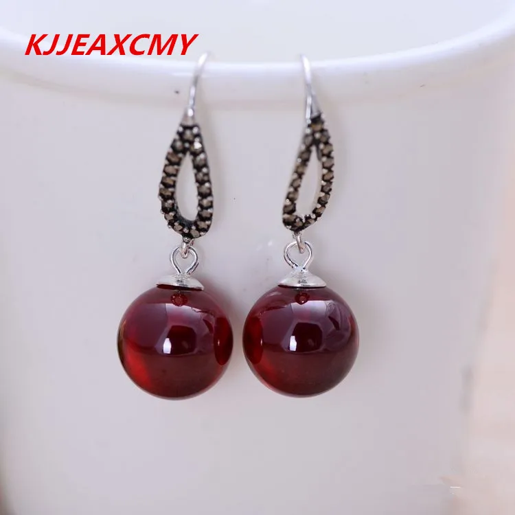 

KJJEAXCMY 925 sterling silver jewelry inlaid Garnet Earrings female horse race