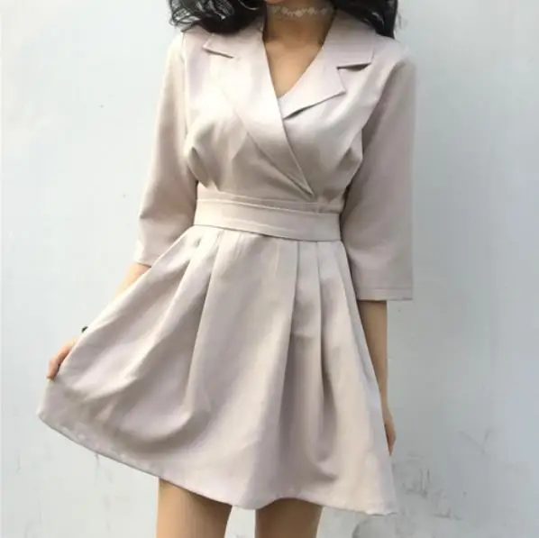Винтажное платье рубашка летнее новое с коротким рукавом v образным вырезом vestidos