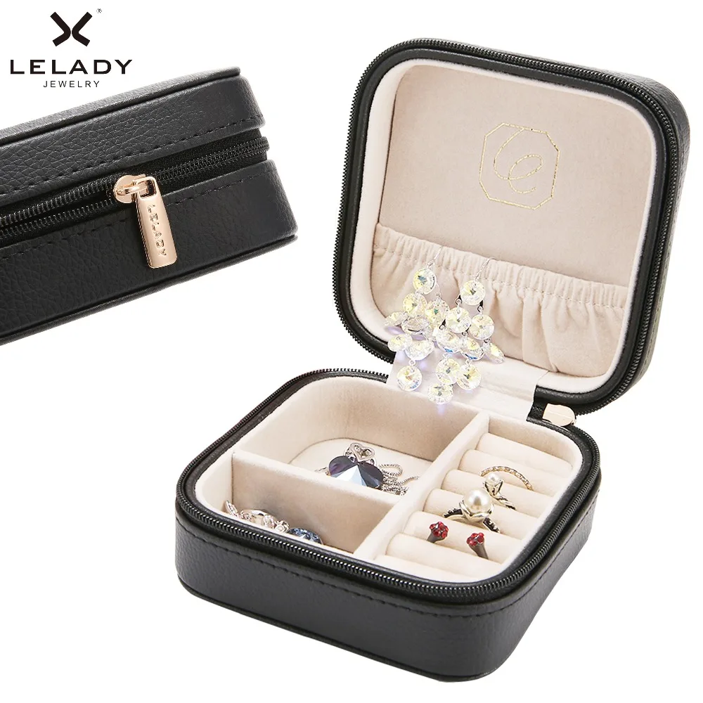 LELADY 10*10*5 см, шкатулка для ювелирных изделий, твердая молния, кожаный Органайзер для хранения, шкатулка для ювелирных изделий, портативный дорожный Чехол для ювелирных изделий, Подарочная коробка для женщин