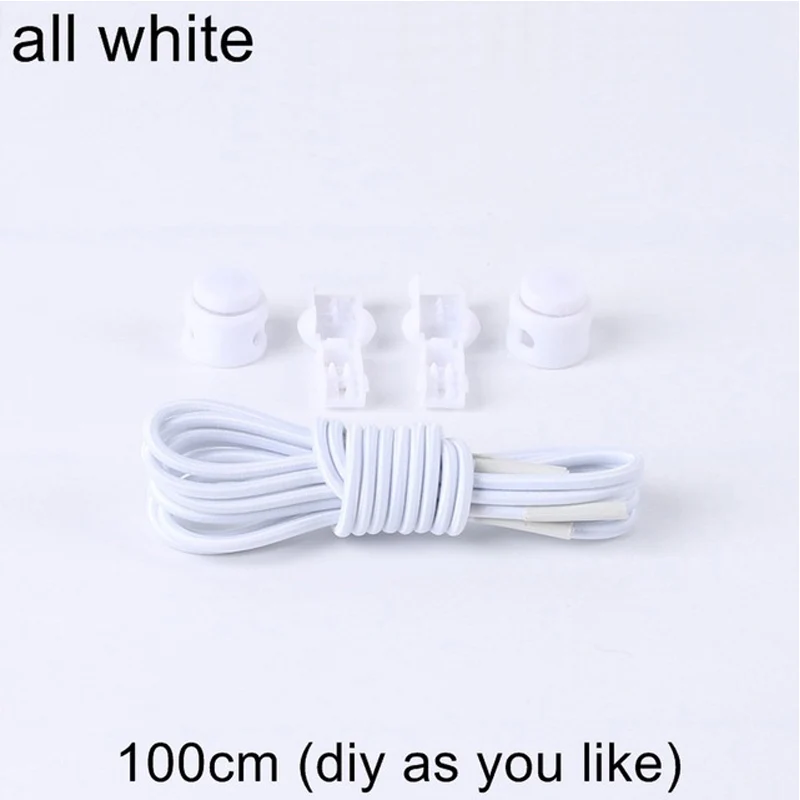 White C shoelace 1 пара модных эластичных круглых шнурков для детей и взрослых, одноцветные шнурки для обуви - Цвет: White C shoelace
