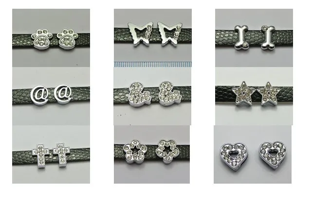 

10 Rhinestone 10 hybrid Slide Beads Charm Fit 8mm Watch Bands
