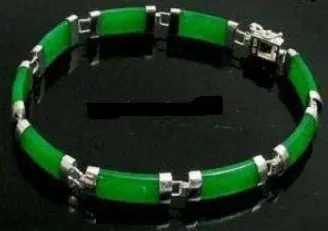 

Green jades silver fortune word Link bracelet shipping free