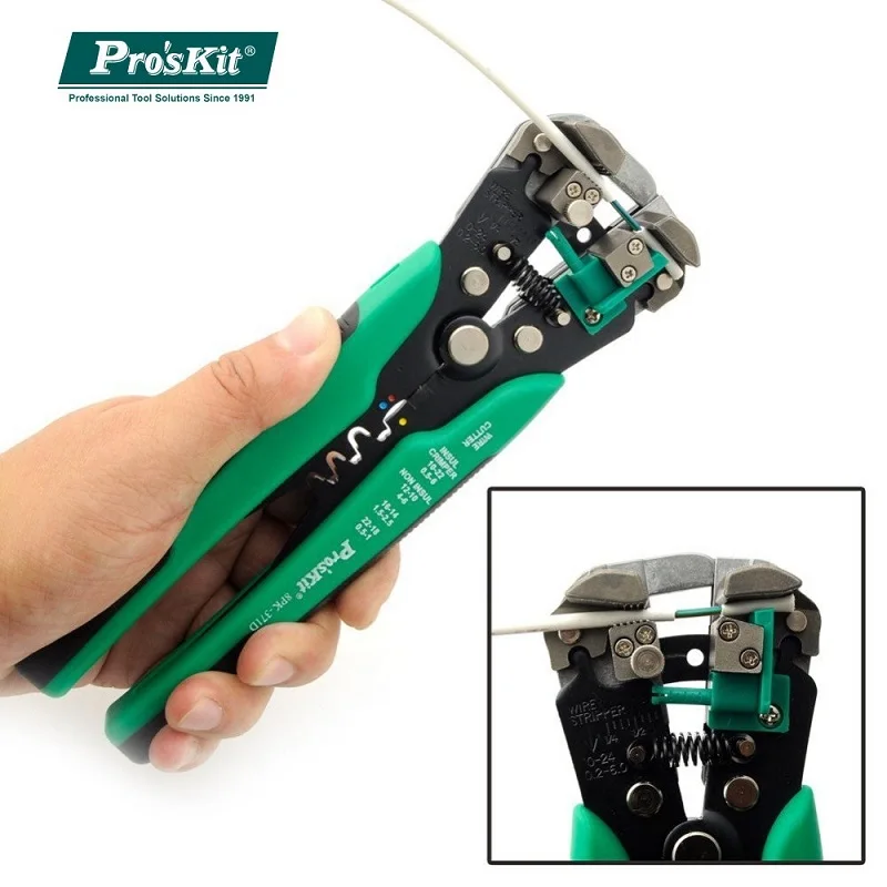 Pro'sKit 8PK-371D плоскогубцы для зачистки проводов Multi-function Автоматическая Зачистка контактов обжимной(0,2-6.0mm2) AWG 22-10 зачистки кабеля