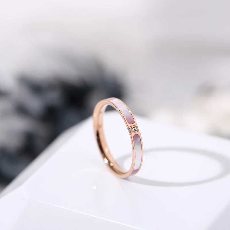rose gold YUN RUO новые модные циркониевые кольца в виде ракушки цвета розового золота модные ювелирные изделия из титановой стали подарок на день рождения для женщин и девочек никогда не выцветает - Цвет основного камня: rose gold