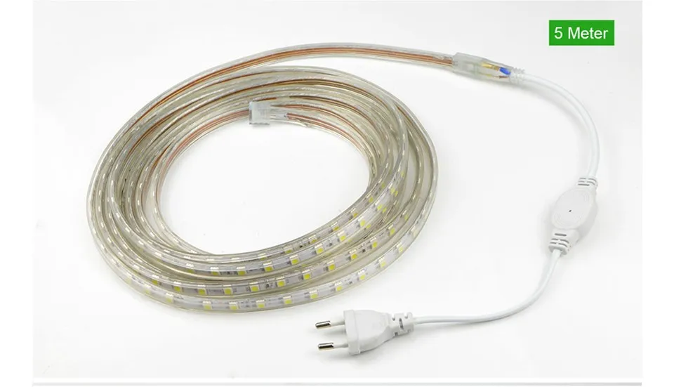 Dimmable SMD 5050 LED Strip Light 220V Waterproof Diode Tape LED Wire Flexible Bande Ribbon Lamp outdoor garden lighting EU Plug
