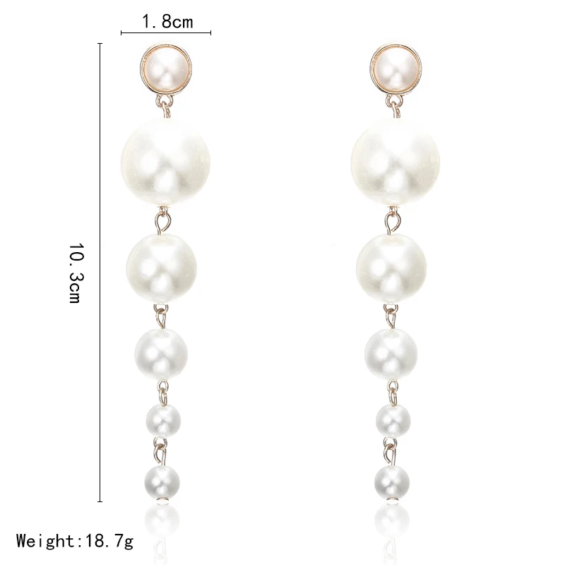 New Big Simulated Pearl Long Earrings Elegant Chain Drop For Women Statement Hang Luxury Gift E0207 | Украшения и аксессуары
