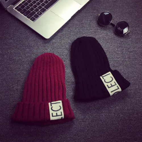 New Fashion Women Winter Letters Warm Knitted Hats Lovers Beanie Ski Skull Caps |