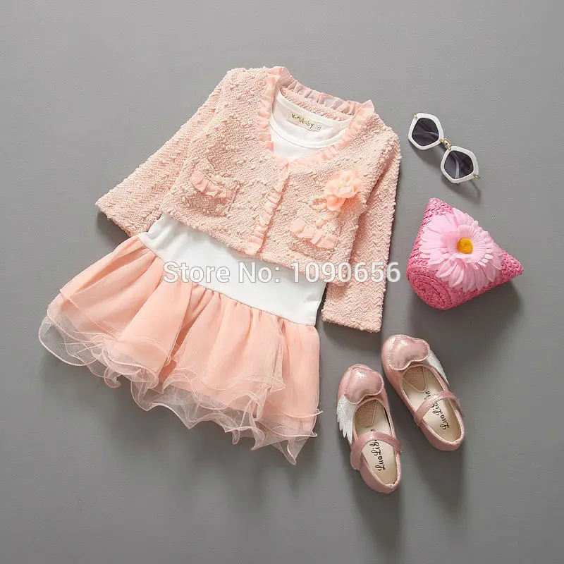 

Hooyi Girls Clothing Sets Girl One-Piece Dresses Children Cardigans Outfits Baby Girls 2-Pieces Dress Suit girl clothing Blouse