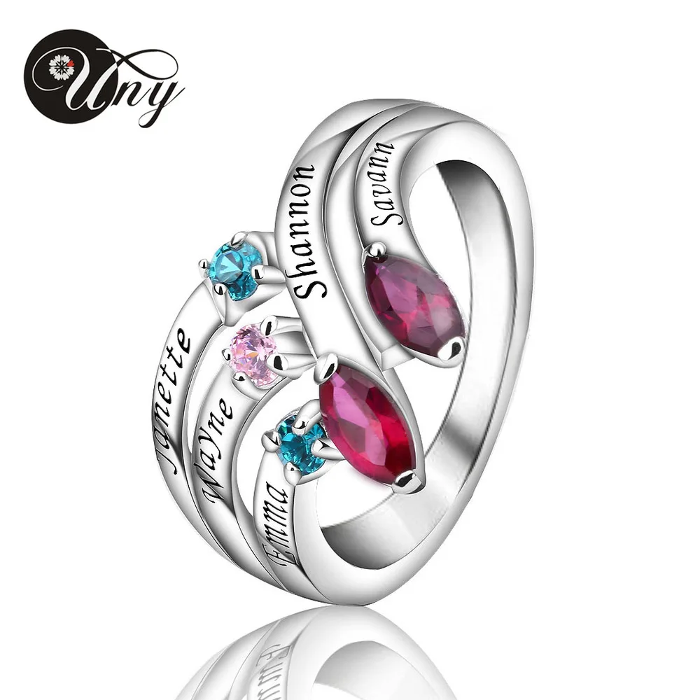 Uny кольцо серебро 925 Пользовательские Выгравировать Кольца Семья Фамильные
