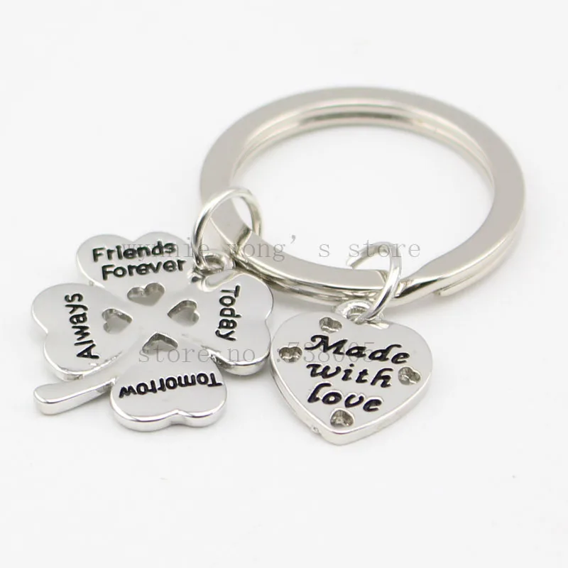 Цепочка с подвеской в виде сердца 4 листиками клевера Друзья Навсегда сегодня