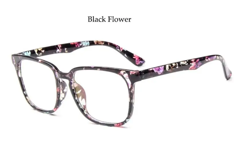 Black Flower Квадратные женские очки, известный бренд, прозрачные компьютерные очки в большой оправе, черные очки для женщин, умник, близорукость, прозрачные очки - Цвет оправы: Black Flower