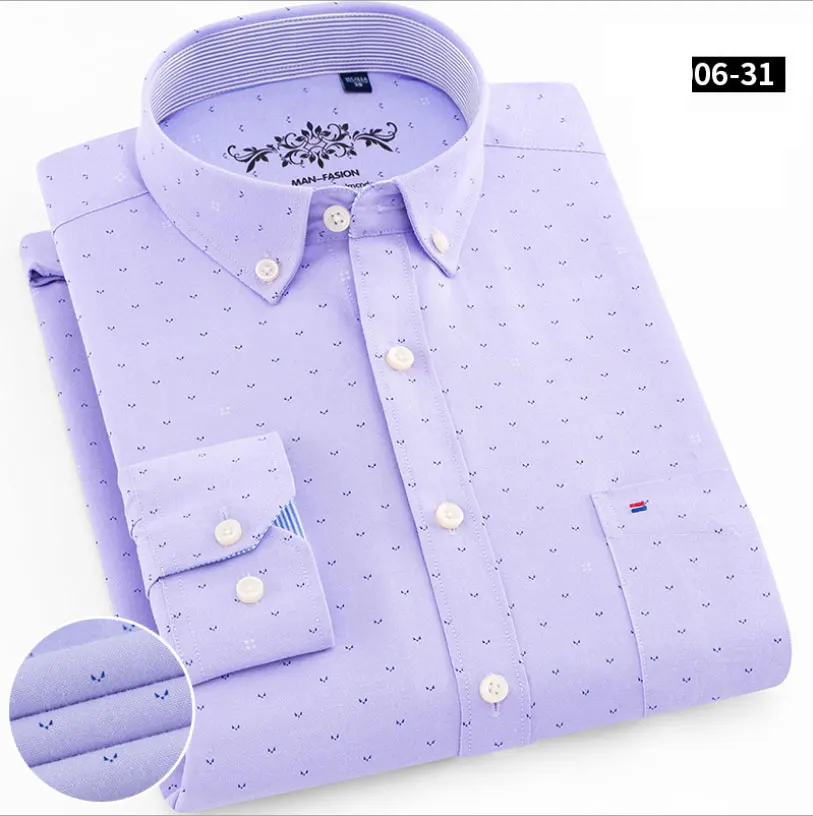 Mwxsd high quality Casual Mens Oxford Cotton Shirt Men Striped plaid wedding part Shirts male slim fit non iron Easy care shirt