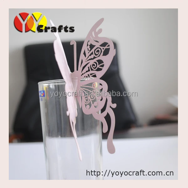 

best sale new designs laser cut butterfly shape beautiful wineglass place card