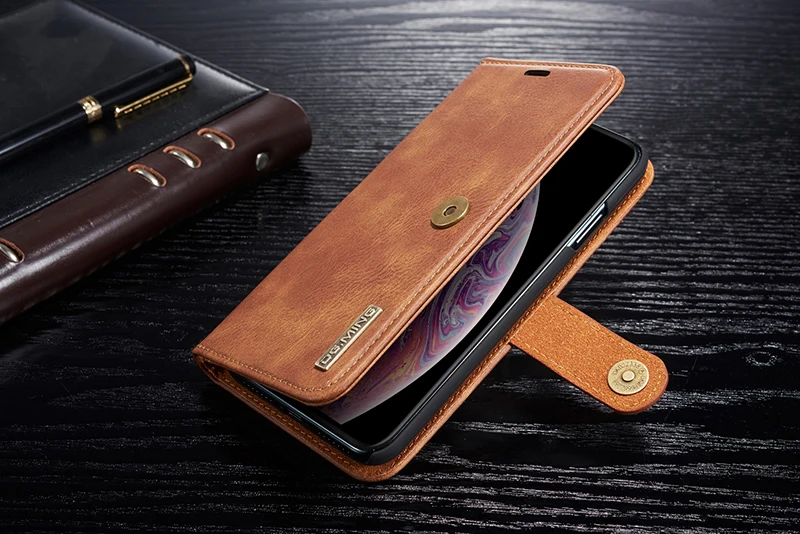 Роскошный чехол из натуральной кожи для Apple IPhone X XS 6S 7 8 Plus SE 11 Pro Max XR откидной Магнитный чехол-бумажник для телефона съёмный корпус