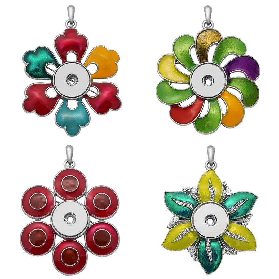 

Модное Элегантное ожерелье с большим кулоном в виде масляных цветов, цепочка 60 см, подходит для кнопок 18 мм, ювелирные изделия, оптовая прода...