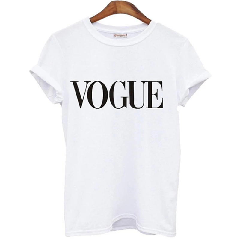 Женские топы с буквенным принтом Vogue супер летняя футболка женские черные белые