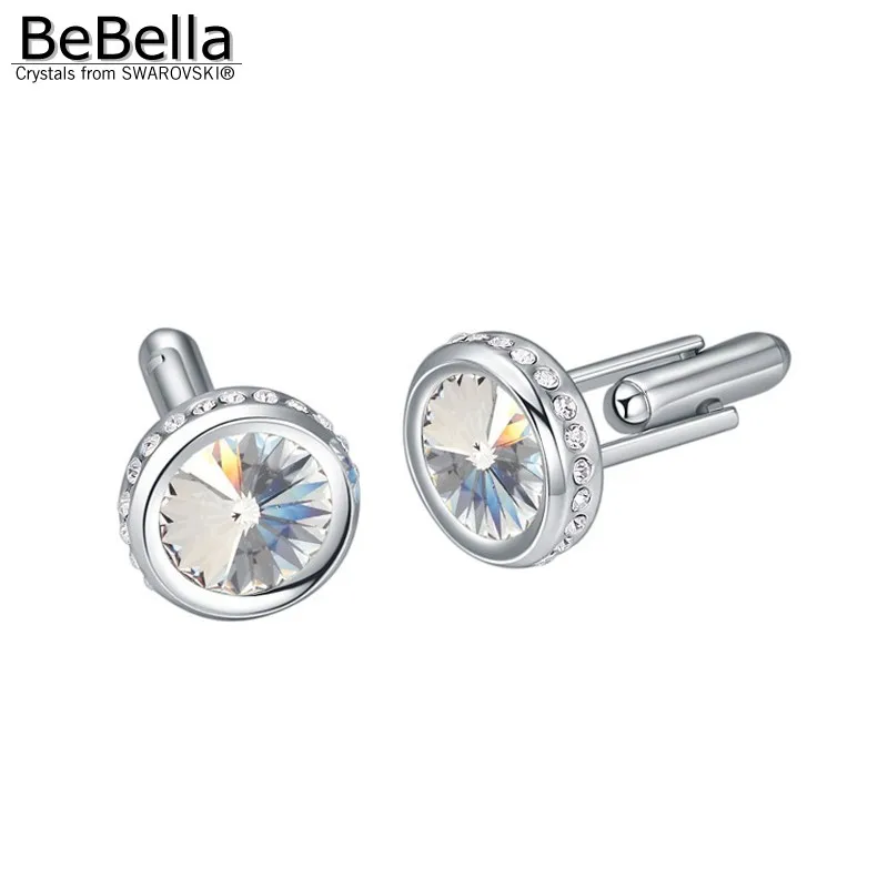 BeBella круглые запонки с кристаллами Сваровски мужские украшения для