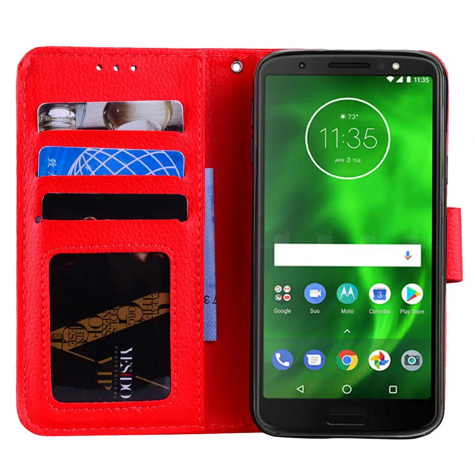 Для Motorola Moto G4 Plus Play G5 G6 2018 X Роскошный кожаный флип кошелек в стиле ретро личи с